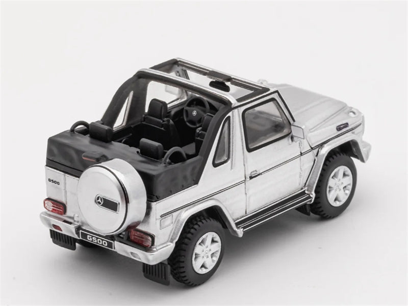 GCD Mercedes benz G500 two-door short-wheelbase convertible off-road with roof comes with 4 tires Silver LHD 1:64 Car Pre-built Model view3