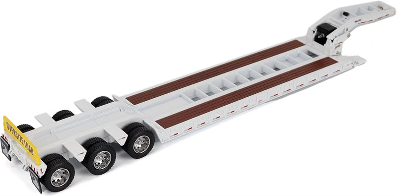 CATERPILLAR Trail King TK120 Hydraulic Detachable Gooseneck Lowboy Trailer (White Regular Version) 1:50 Truck Pre-built Model