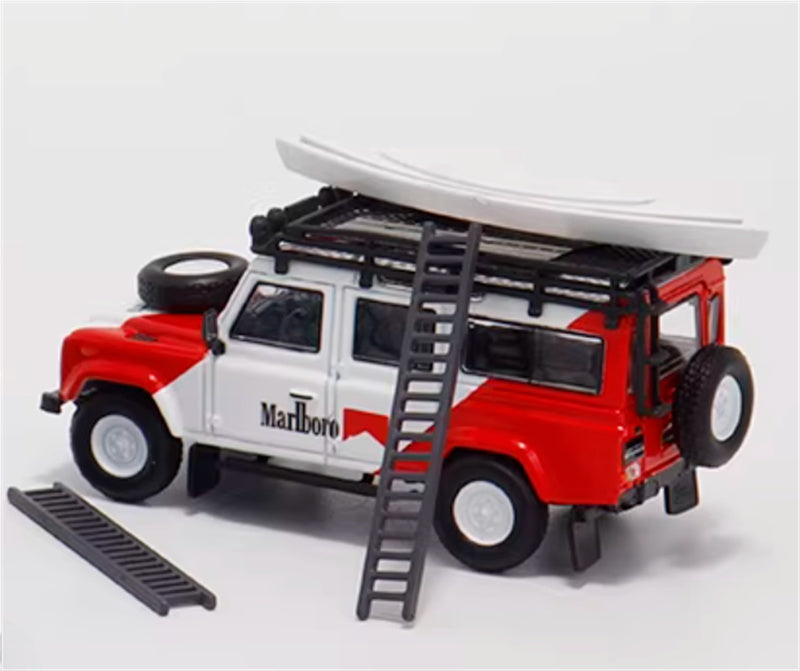 Master Land Rover Defender 110 Marlboro Painting With Accessories 1:64 Car Pre-built Airliner Model Display view2