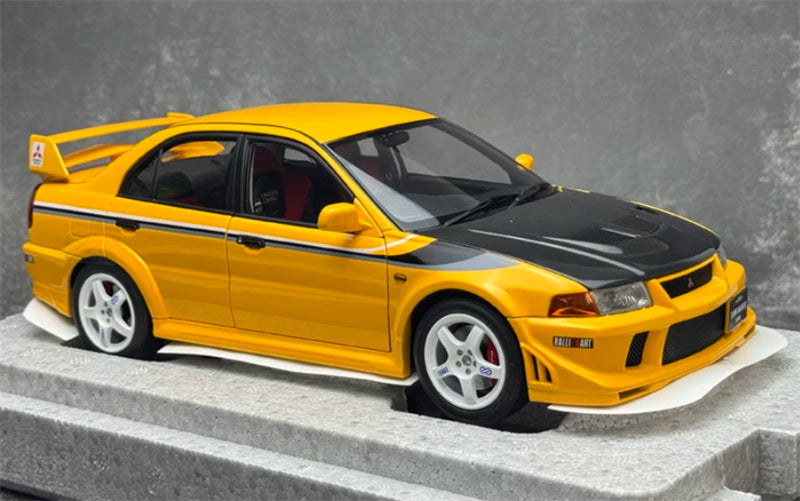 1:18 Mitsubishi Lancer Evolution VI (6.5) GSR T.M.E  Yellow Carbon Cover w/ Stripe MOTORHELIX Limited Edition 499PCS ONLY DIECAST Model
