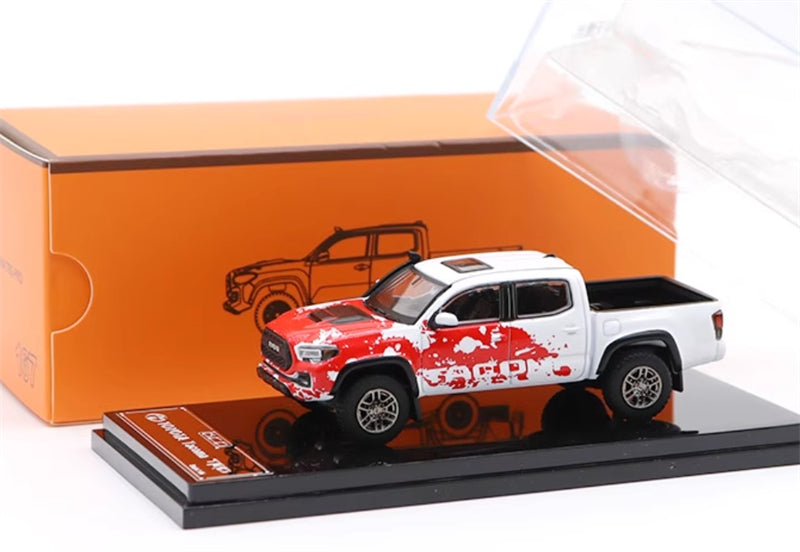 GCD TOYOTA Tacoma Pickup Red White LHD 1:64 Truck Pre-built Model view8