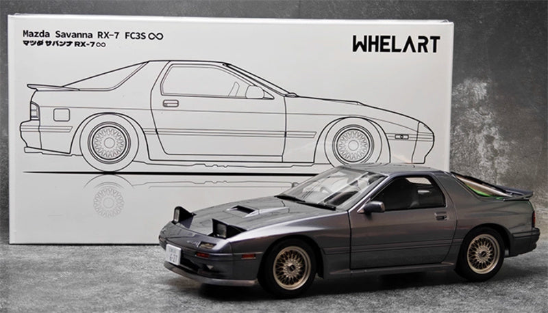 WHELART Mazda Savanna RX-7 FC3S Unlimited Edition Metallic Gray Limited Edition 1:18 Car Pre-built Model view11