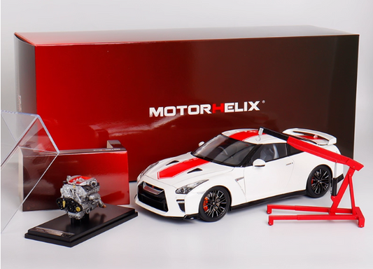 Motorhelix Nissan GT-R (R35) 50th Anniversary Edition White Limited Edition 699PCS ONLY 1:18 Car Pre-built Model view2