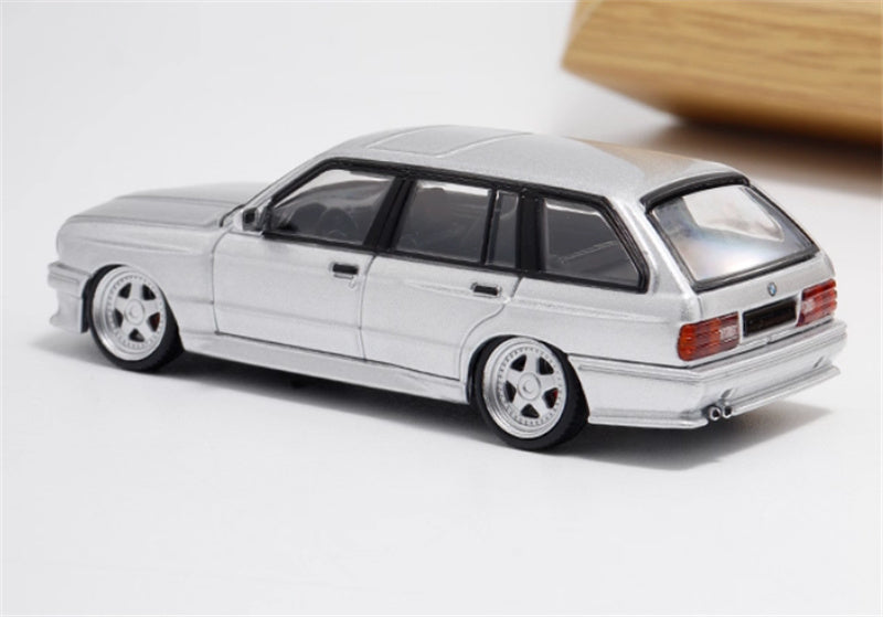 Mortal BMW E30 3 Series Touring Lowered Version Openable Hood silver Limited Edition 499PCS ONLY 1:64 Car Pre-built Model view3