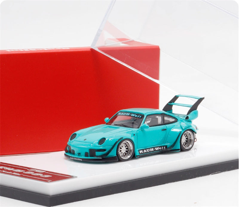 ScaleMini Porsche 911 RWB 993 wide body modified version Light Green - High Tail Limited Edition 499PCS ONLY 1:64 Car Pre-built Model view5
