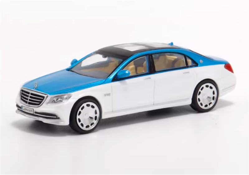 Master Mercedes Benz Maybach S-Class Blue and white dual color 1:64 Car Pre-built Airliner Model Display view3