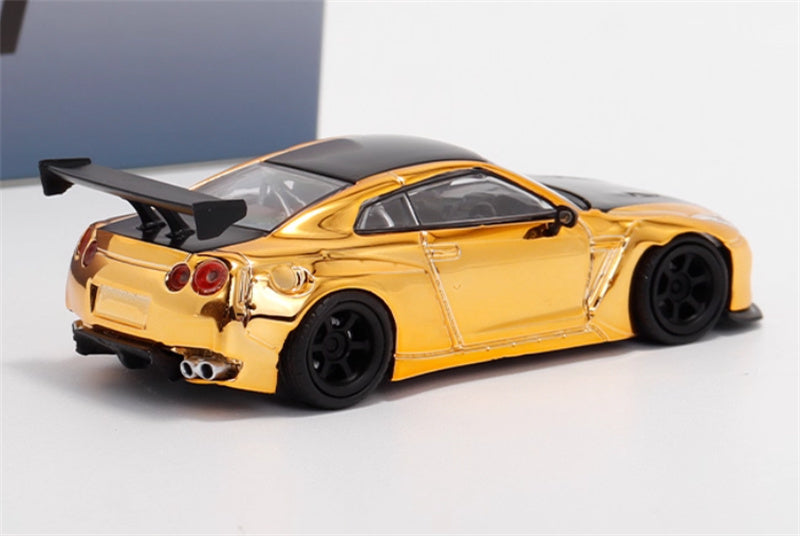 Fuji Nissan GT-R R35 Pandem Rocket Bunny Widebody Modification Car Electroplated gold black Limited Edition 599PCS ONLY 1:64 Car Pre-built Model view4