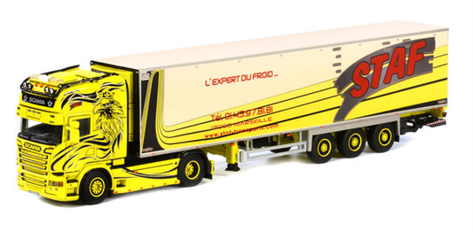 WSI  SCANIA STREAMLINE TOPLINE 4x2 REEFER TRAILER - 3 AXLE Staf 1:50 Truck Pre-built Model