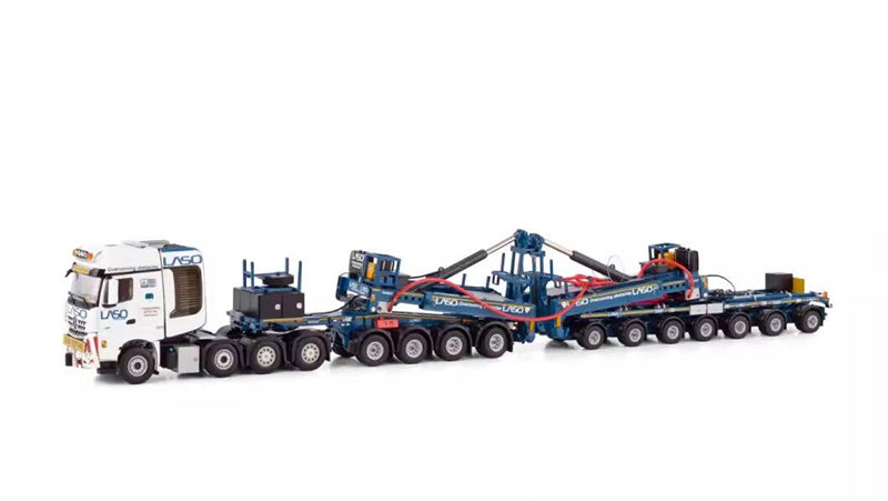 WSI MERCEDES BENZ AROCS MP4 SLT BIGSPACE 8X4 MEGA WINDMILL TRAILER - 7 AXLE + DOLLY - 4 AXLE LASO 1:50  DIECAST Truck Lorry
