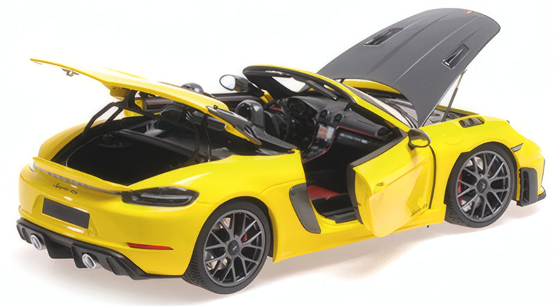 1:18 PORSCHE 718 SPYDER RS 2024 Yellow Carbon Cover  MINICHAMPS No Tail Wing Edition DIECAST Car Model