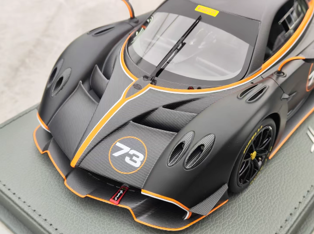 BBR MODELS Pagani Huayra R Limited Edition Matte Black Pirelli P Zero 1:18 Car Pre-built Model view4