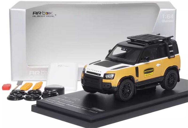 Almost Real Land Rover Defender 90 Trophy Edition wagon Yellow 1:64 Car Pre-built Airliner Model Display view9