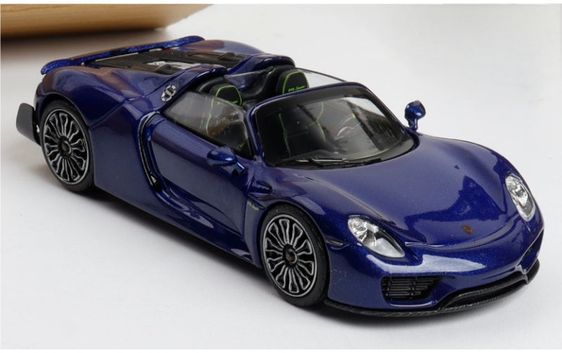 1:64 Porsche 918 Spyder Dark Blue TOP LUX Convertible DIECAST Car Model