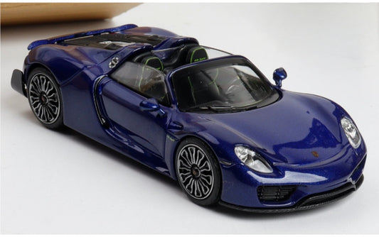 1:64 Porsche 918 Spyder Dark Blue TOP LUX Convertible DIECAST Car Model