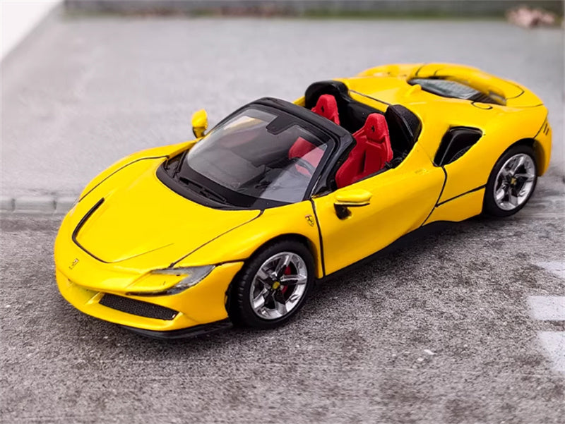 Solo Model Ferrari SF90 supercar Golden convertible limited edition 1:64 Car Pre-built Airliner Model Display view5