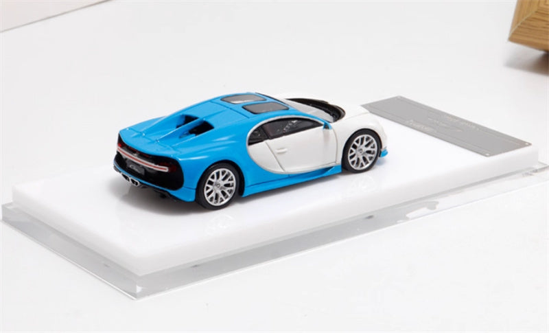 ScaleMini Bugatti Chiron Supercar blue-white Limited Edition 1:64 Car Pre-built Model view4