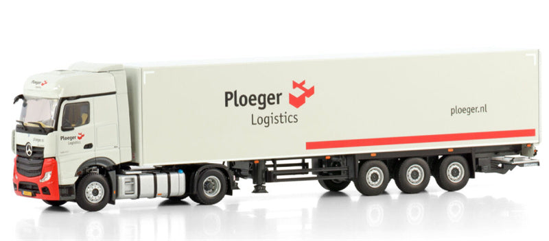 WSI ACTROS MP5 BIG SPACE 4X2 BOX TRAILER - 3 AXLE Ploeger Logistics 1:50 Truck Pre-built Model