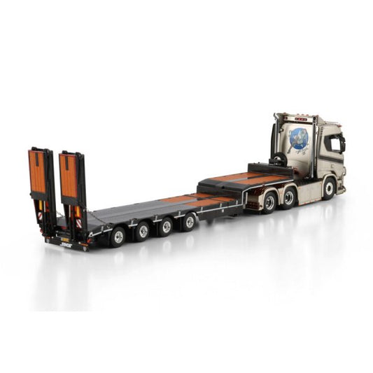1:50 SCANIA DIJKSTRA R CR20N 6X2 SEMI LOW LOADER W/ RAMPS 4 AXLE WSI Diecast Model