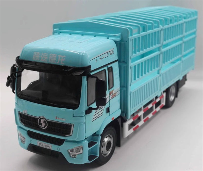 SHACMAN Delong L5000 Fence Type Container Truck sky blue 1:24 Truck Pre-built Model