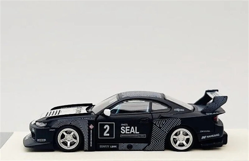 TimeMicro Nissan S15 SILVIA #2 LBWK Black Regular Version Limited Edition 2000PCS ONLY 1:64 car Pre-built Model view5