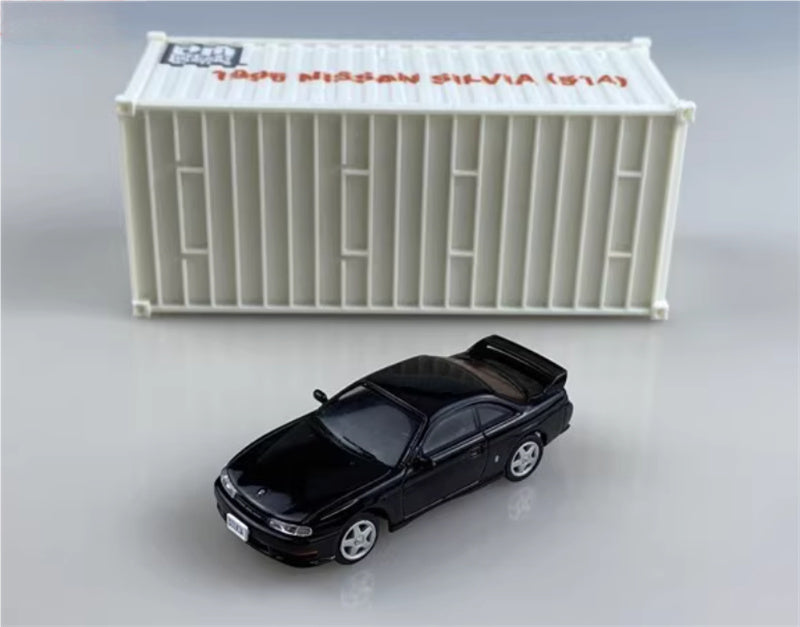 CATERPILLAR NISSAN SILVIA S14 black left-hand drive 1:64 Car Pre-built Model
