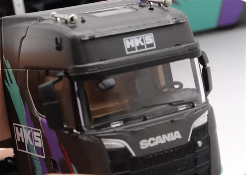 Star Model Scania S730 double decker transport vehicle Black HKS 1:64 Truck Pre-built Model