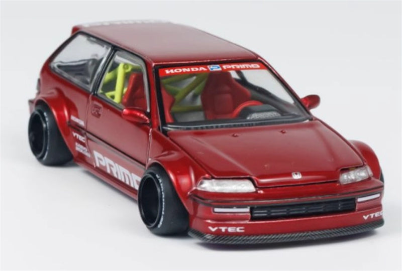 KaidoHouse x MiniGT Honda Civic (EF) Kaido Works V2 red color box packaging 1:64 Car Pre-built Model view1
