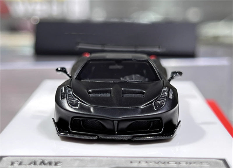 Flame Ferrari 458 GT LBWK wide body modified car Limited Edition 299PCS ONLY matte black 1:64 Car Pre-built Model view5
