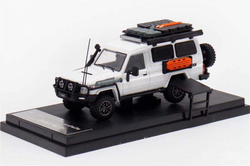 Autobots Models Toyota Land Cruiser LC78 J70 Off road modified version of personnel carrier white Limited Edition 499PCS ONLY 1:64 Truck Pre-built Model view1