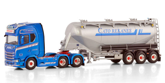 WSI SCANIA S HIGHLINE CS20H 6X2 TAG AXLE BULK TRAILER - 3 AXLE Cato Rekanes 1:50 Truck Pre-built Model