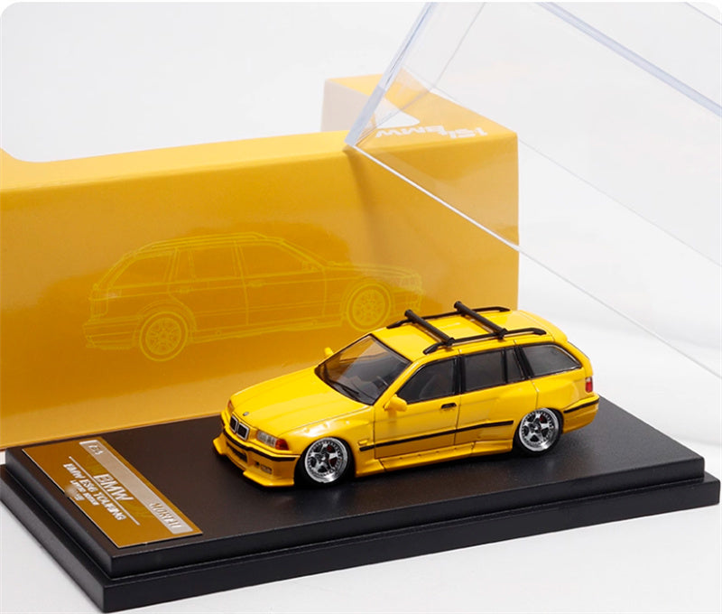 Mortal Third Generation BMW 3 Series E36 Four-Door Touring Yellow Lowered Version Limited Edition 499PCS ONLY 1:64 Car Pre-built Model view8