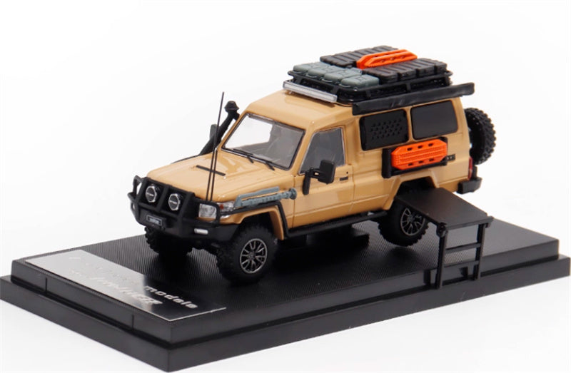 Autobots Models Toyota Land Cruiser LC78 J70 Off road modified version of personnel carrier desert color Limited Edition 499PCS ONLY 1:64 Truck Pre-built Model view1