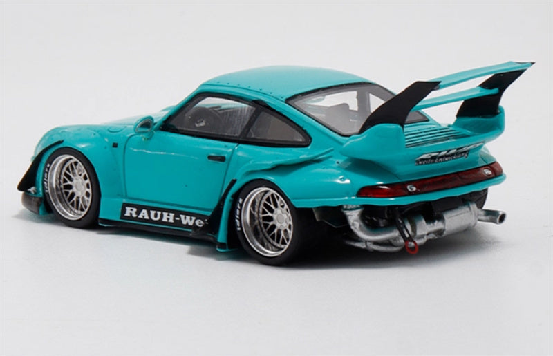 ScaleMini Porsche 911 RWB 993 wide body modified version Light Green - High Tail Limited Edition 499PCS ONLY 1:64 Car Pre-built Model view2