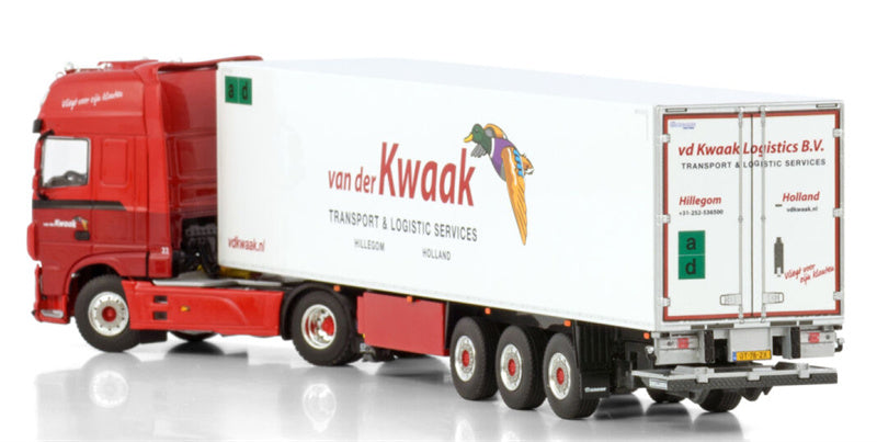 WSI DAF XF SUPER SPACE CAB MY2017 4X2 REEFER TRAILER - 3 AXLE Van der Kwaak 1:50 Truck Pre-built Model