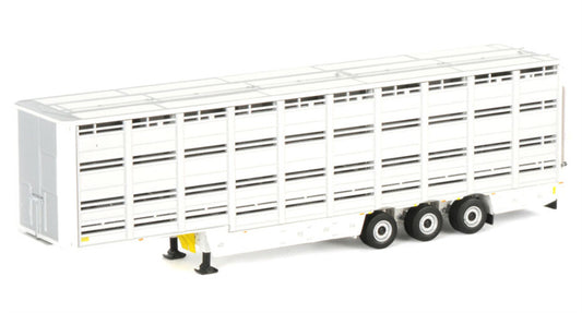 WSI LIVE STOCK TRAILER - 3 AXLE Basic Line white 1:50 Truck Pre-built Model