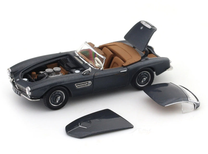 GFCC BMW 507 Roadster Retro Car 1957 Grey Convertible hardtop 1:64 car Pre-built Model view6