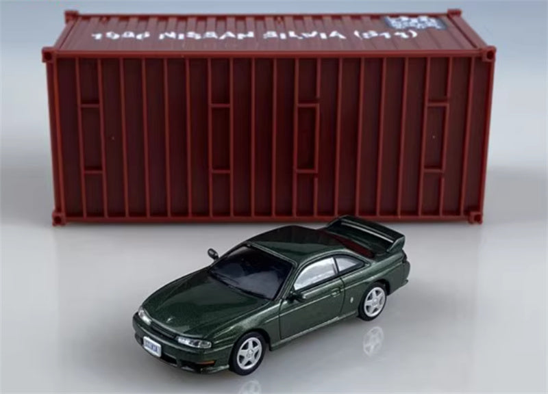 CATERPILLAR NISSAN SILVIA S14 green left-hand drive 1:64 Car Pre-built Model