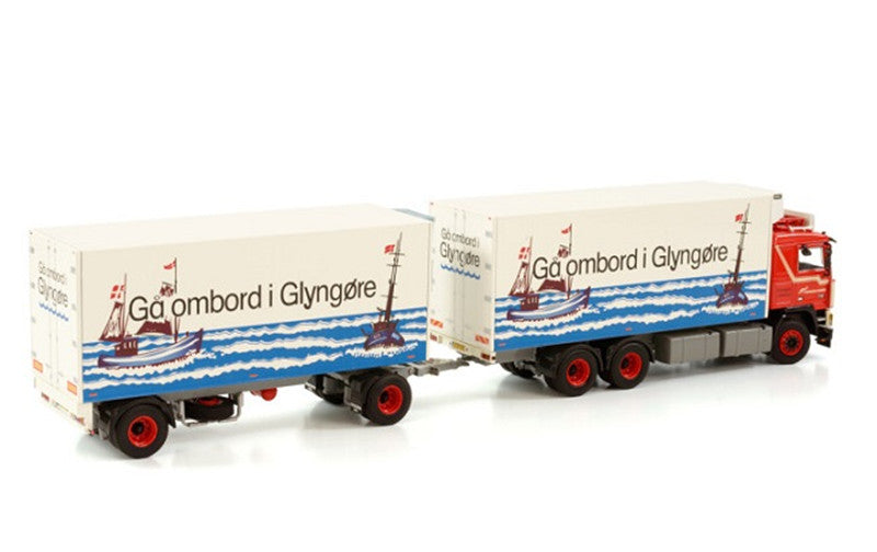 WSI VOLVO F12 6X2 TAG AXLE RIGED TRUCK REEFER COMBI - 5 AXLE ALFRED PEDERSEN 1:50 Truck Pre-built Model