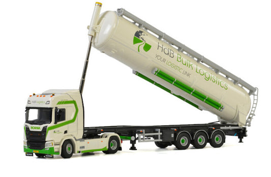 WSI SCANIA R HIGHLINE CR20H 4X2 BULK TRAILER / TIPPER - 3 AXLE HDB LOGISTICS 1:50 Truck Pre-built Model