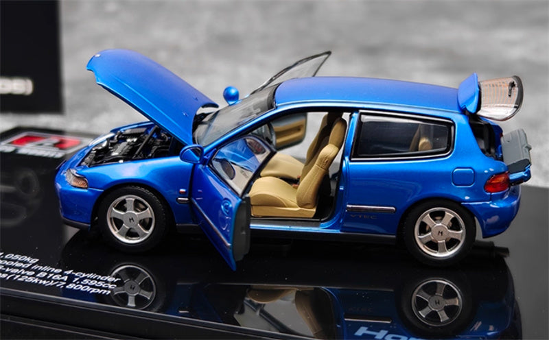 LCD-MODELS Honda Civic SiR II EG6 Fully open blue Beige Interior 1:43 Car Model view9