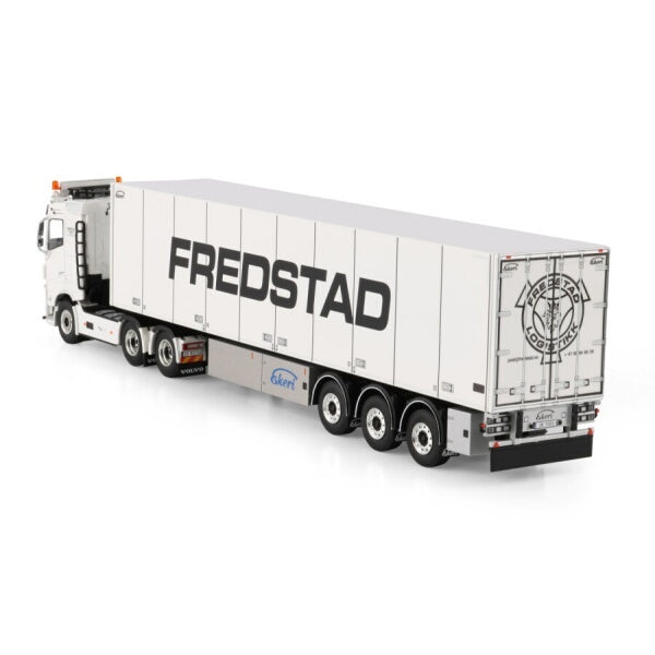 1:50 VOLVO FREDSTAD FH4 6X2 REEFER TRAILER 3 AXLE WSI  White Diecast Model