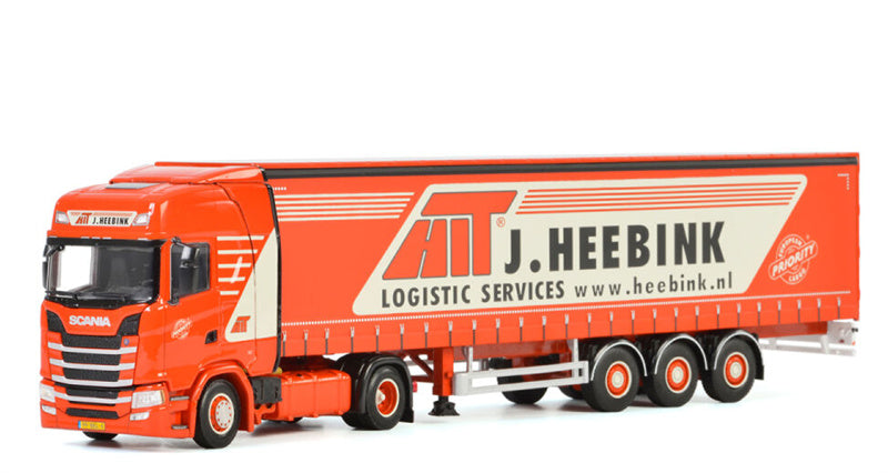 WSI SCANIA S HIGHLINE CS20H 4x2 CURTAINSIDE / TAUTLINER TRAILER - 3 AXLE Heebink 1:50 Truck Pre-built Model