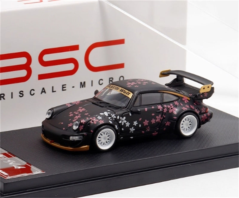 1:64 Porsche 911 RWB964 Matte Black with Cherry Blossom BSC DIECAST Limited Edition 499pcs ONLY Model