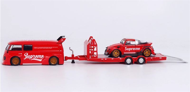 BSC Supreme Volkswagen Bus w/ RWB Beetle w/ Trailer Package Limited Edition 499PCS ONLY 1:64 Car Pre-built Model view3