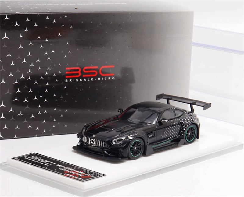 BSC Mercedes AMG GT-S Carbonerre modified big rear wing sports car Starry Black Limited Edition 1:64 Car Pre-built Model view6