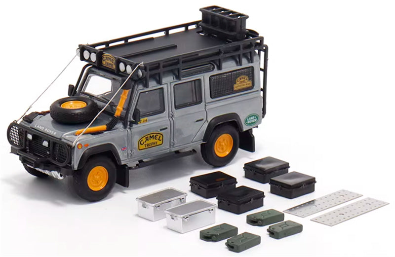 Master Land Rover Defender 110 Camel TROPHY clear varnish version 1:64 Car Pre-built Airliner Model Display view1