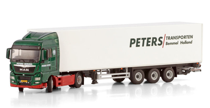 WSI MAN TGX XLX EURO 6 FACELIFT 4X2 BOX TRAILER - 3 AXLE Peters Transporten 1:50 Truck Pre-built Model