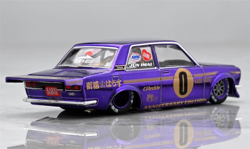 KaidoHouse x MiniGT DATSUN 510 #0 PRO STREET ANNIVERSARY EDITION Electroplating Purple color box packaging 1:64 Car Pre-built Model view7