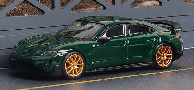 1:64 Porsche Taycan Turbo GT green Trends Hobby DIECAST Civil Car Model