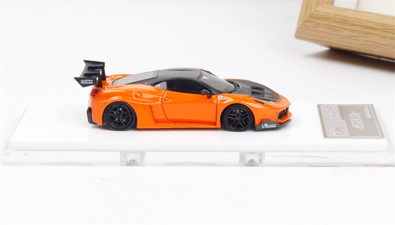 Flame Ferrari 458 GT LBWK wide body modified car Limited Edition 299PCS ONLY Orange 1:64 Car Pre-built Model view7